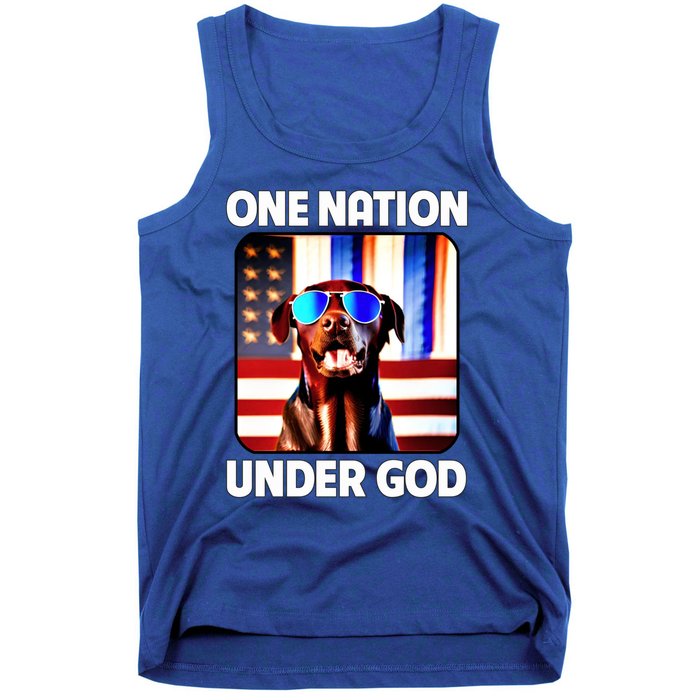 Chocolate Lab American Flag One Nation Under God Patriotic Great Gift Tank Top