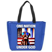 Chocolate Lab American Flag One Nation Under God Patriotic Great Gift Zip Tote Bag