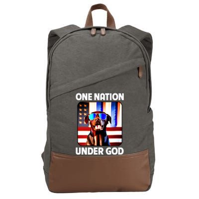 Chocolate Lab American Flag One Nation Under God Patriotic Great Gift Cotton Canvas Backpack