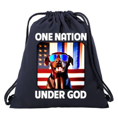 Chocolate Lab American Flag One Nation Under God Patriotic Great Gift Drawstring Bag