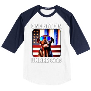 Chocolate Lab American Flag One Nation Under God Patriotic Great Gift Baseball Sleeve Shirt