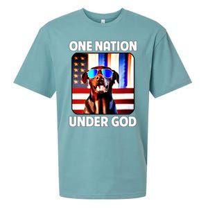 Chocolate Lab American Flag One Nation Under God Patriotic Great Gift Sueded Cloud Jersey T-Shirt