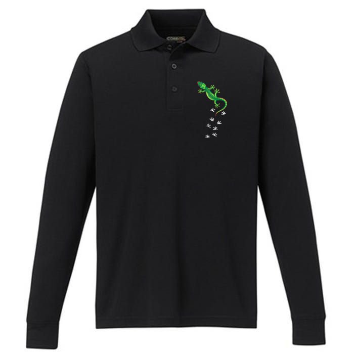 Cool Lizard Art Men Women Herpetology Reptile Lizard Lover Performance Long Sleeve Polo