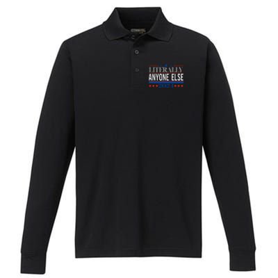 Classic Literally Anyone Else 2024 Trump Felon President Performance Long Sleeve Polo