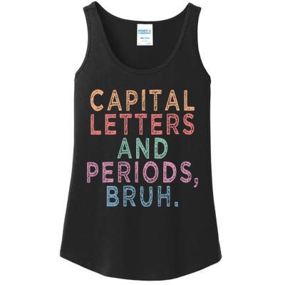 Capital Letters And Periods Bruh Ladies Essential Tank