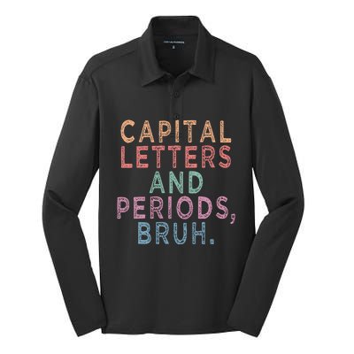 Capital Letters And Periods Bruh Silk Touch Performance Long Sleeve Polo