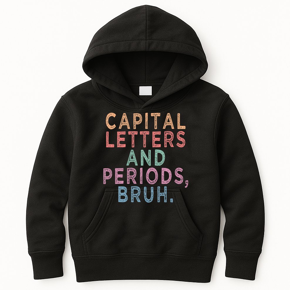 Capital Letters And Periods Bruh Kids Hoodie