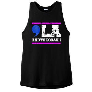 Comma La And The Coach Kamala Harris & Tim Walz Ladies PosiCharge Tri-Blend Wicking Tank