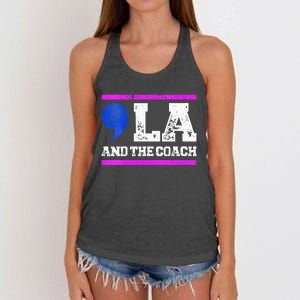 Comma La And The Coach Kamala Harris & Tim Walz Women's Knotted Racerback Tank