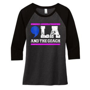 Comma La And The Coach Kamala Harris & Tim Walz Women's Tri-Blend 3/4-Sleeve Raglan Shirt