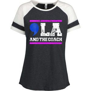 Comma La And The Coach Kamala Harris & Tim Walz Enza Ladies Jersey Colorblock Tee