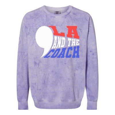 Comma La And The Coach Kamala Harris & Tim Walz Colorblast Crewneck Sweatshirt