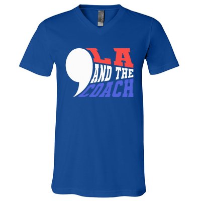 Comma La And The Coach Kamala Harris & Tim Walz V-Neck T-Shirt