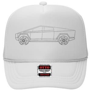 Cybertrucks Line Art Futuristic Truck Cyber Design Ev Fan High Crown Mesh Back Trucker Hat