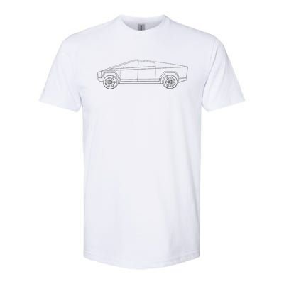 Cybertrucks Line Art Futuristic Truck Cyber Design Ev Fan Softstyle® CVC T-Shirt