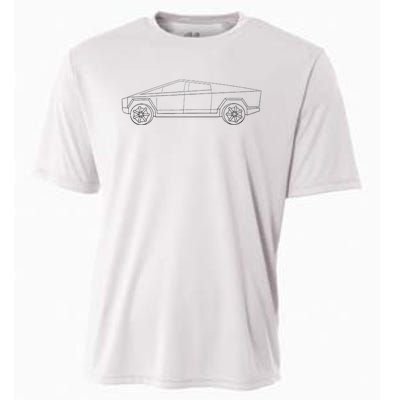 Cybertrucks Line Art Futuristic Truck Cyber Design Ev Fan Cooling Performance Crew T-Shirt