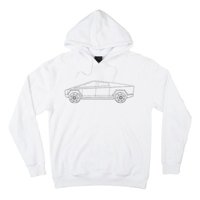 Cybertrucks Line Art Futuristic Truck Cyber Design Ev Fan Hoodie