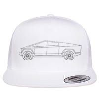 Cybertrucks Line Art Futuristic Truck Cyber Design Ev Fan Flat Bill Trucker Hat