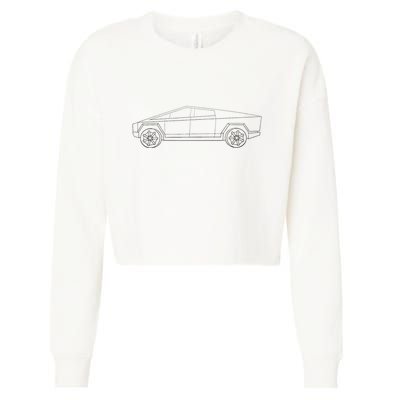 Cybertrucks Line Art Futuristic Truck Cyber Design Ev Fan Cropped Pullover Crew
