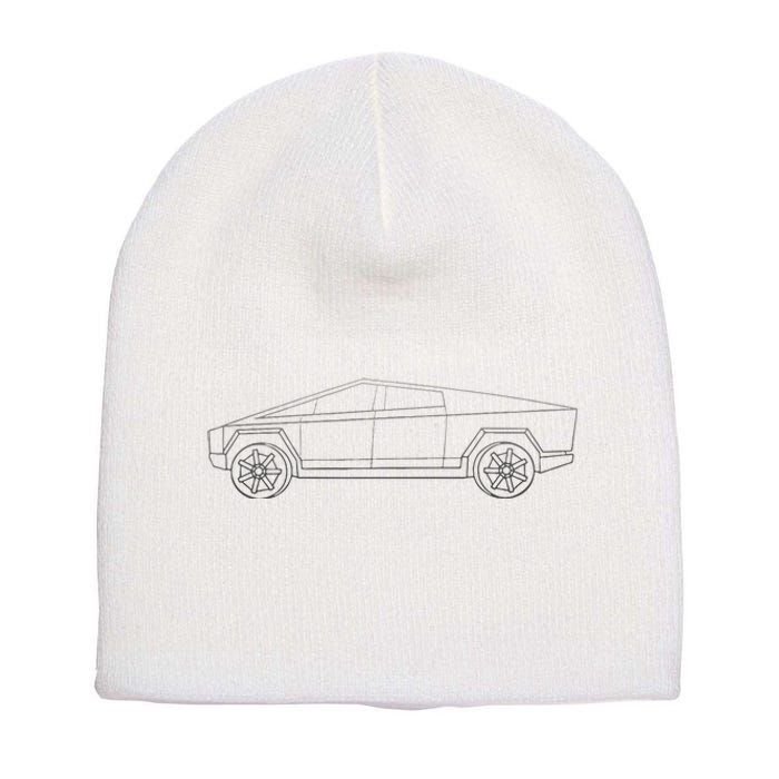 Cybertrucks Line Art Futuristic Truck Cyber Design Ev Fan Short Acrylic Beanie