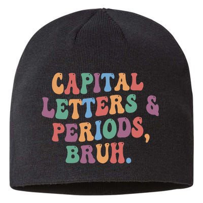 Capital Letters and Periods Bruh Bruh Teacher Sustainable Beanie