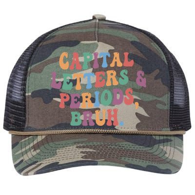 Capital Letters and Periods Bruh Bruh Teacher Retro Rope Trucker Hat Cap