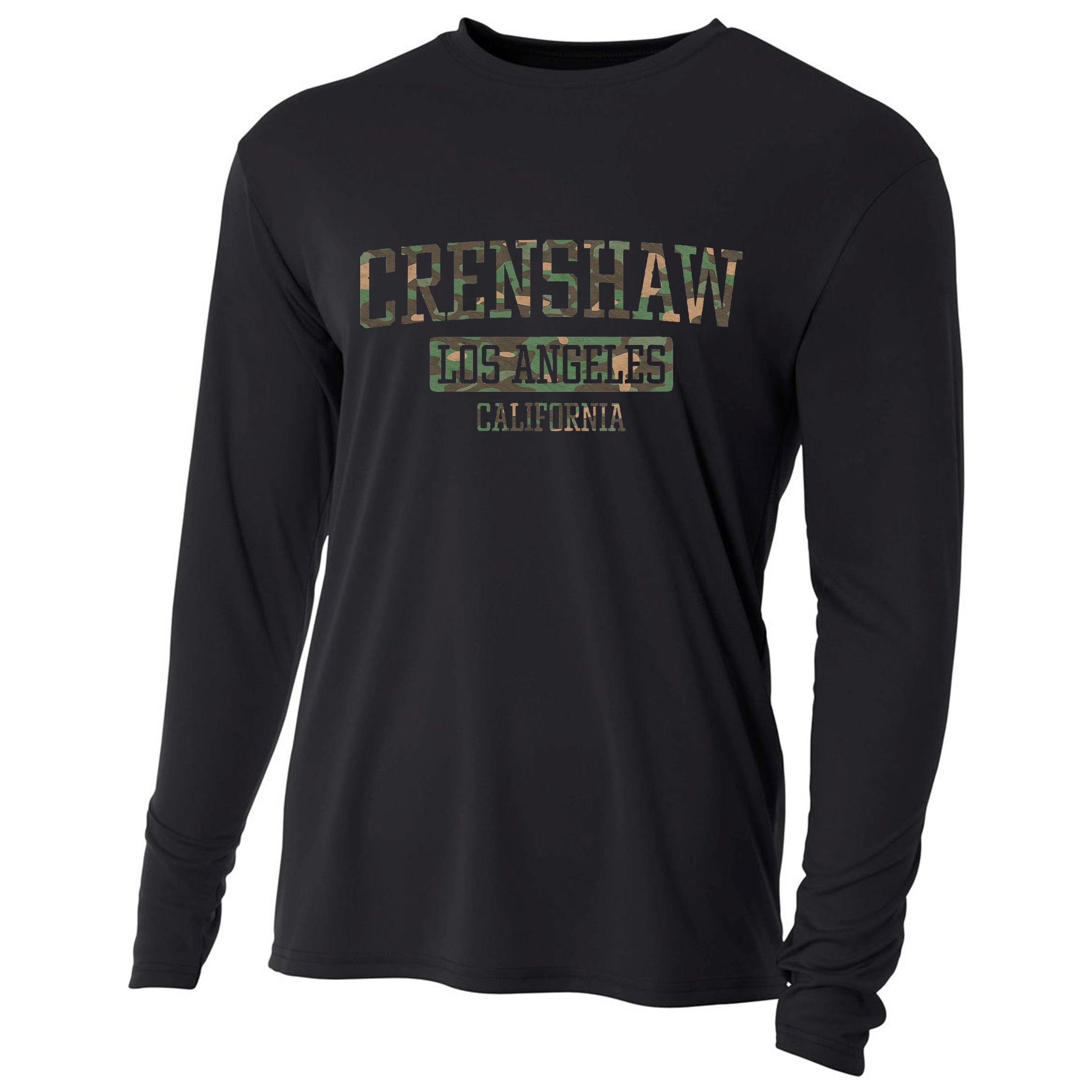 Crenshaw Los Angeles California Vintage Camo Cooling Performance Long Sleeve Crew