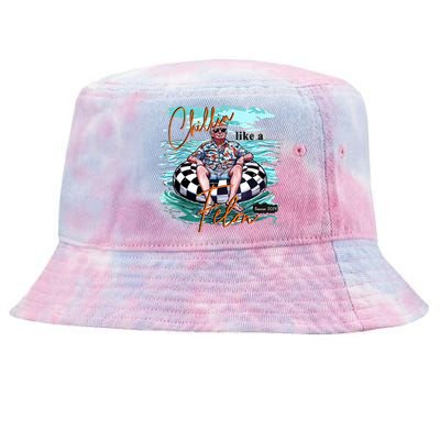 Chillin Like A Felon Funny Trump Summer 2024 Tie-Dyed Bucket Hat