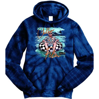 Chillin Like A Felon Funny Trump Summer 2024 Tie Dye Hoodie