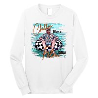 Chillin Like A Felon Funny Trump Summer 2024 Long Sleeve Shirt