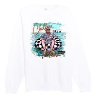 Chillin Like A Felon Funny Trump Summer 2024 Premium Crewneck Sweatshirt