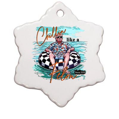 Chillin Like A Felon Funny Trump Summer 2024 Ceramic Star Ornament