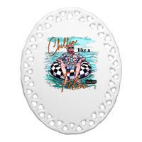 Chillin Like A Felon Funny Trump Summer 2024 Ceramic Oval Ornament