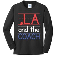 Comma La And The Coach Harris Walz 2024 Educators Kids Long Sleeve Shirt