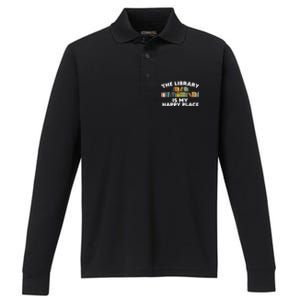 Cool Library Art For Wo Bookworm Librarian Book Lover Performance Long Sleeve Polo