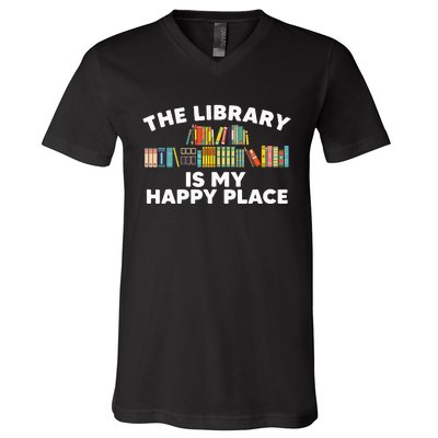 Cool Library Art For Wo Bookworm Librarian Book Lover V-Neck T-Shirt