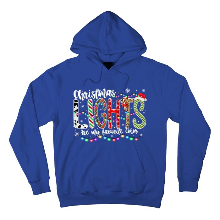 Christmas Lights Are My Favorite Color Leopard Red Plaid Gift Hoodie