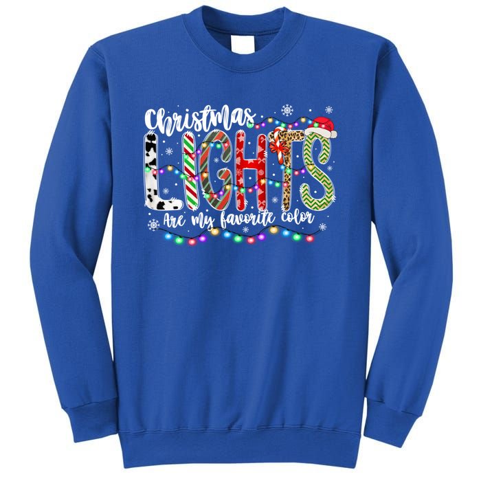 Christmas Lights Are My Favorite Color Leopard Red Plaid Gift Sweatshirt