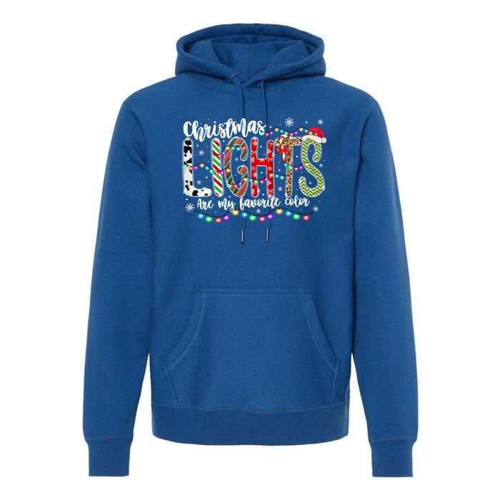 Christmas Lights Are My Favorite Color Leopard Red Plaid Gift Premium Hoodie