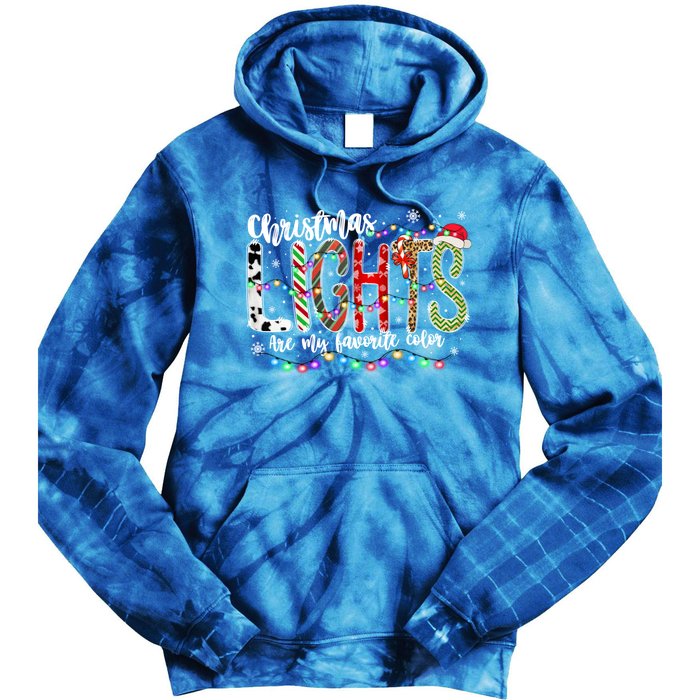 Christmas Lights Are My Favorite Color Leopard Red Plaid Gift Tie Dye Hoodie