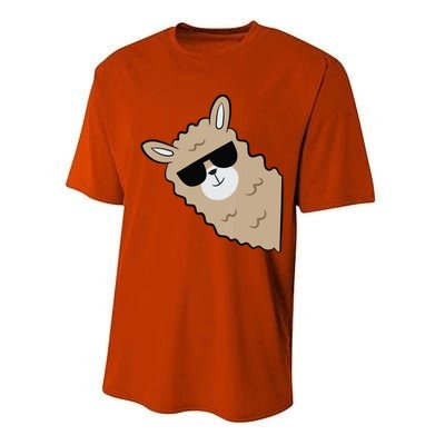 Cute Llama Alpaca With Sunglasses Funny Llama Performance Sprint T-Shirt