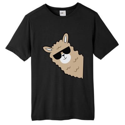 Cute Llama Alpaca With Sunglasses Funny Llama Tall Fusion ChromaSoft Performance T-Shirt