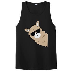 Cute Llama Alpaca With Sunglasses Funny Llama PosiCharge Competitor Tank