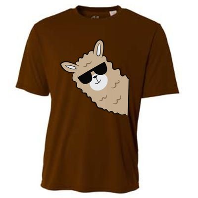 Cute Llama Alpaca With Sunglasses Funny Llama Cooling Performance Crew T-Shirt