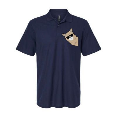 Cute Llama Alpaca With Sunglasses Funny Llama Softstyle Adult Sport Polo