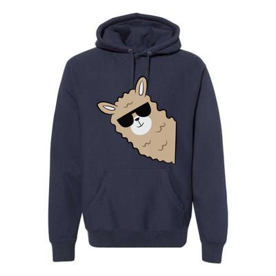 Cute Llama Alpaca With Sunglasses Funny Llama Premium Hoodie