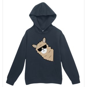 Cute Llama Alpaca With Sunglasses Funny Llama Urban Pullover Hoodie