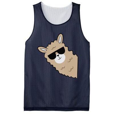 Cute Llama Alpaca With Sunglasses Funny Llama Mesh Reversible Basketball Jersey Tank