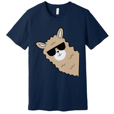 Cute Llama Alpaca With Sunglasses Funny Llama Premium T-Shirt