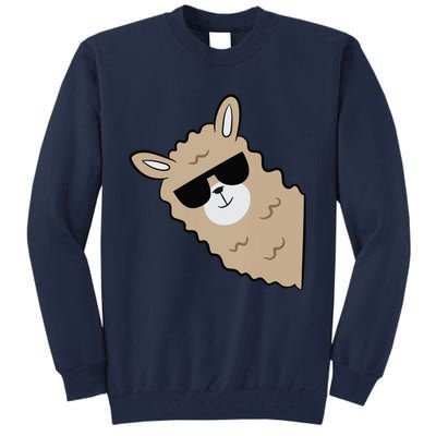 Cute Llama Alpaca With Sunglasses Funny Llama Tall Sweatshirt